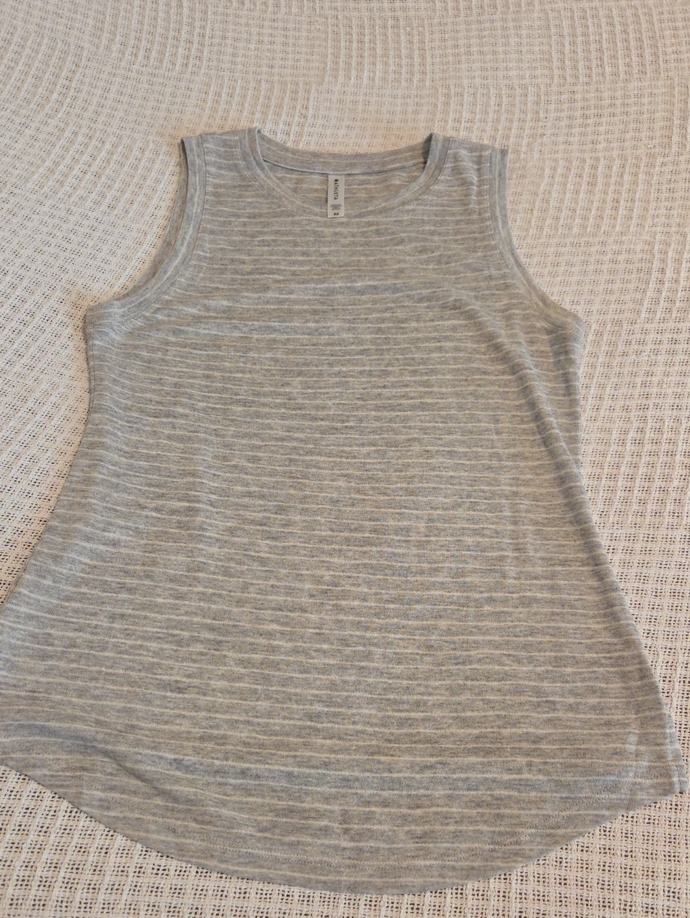 Athleta Grey Striped Sleeveless Tank Top